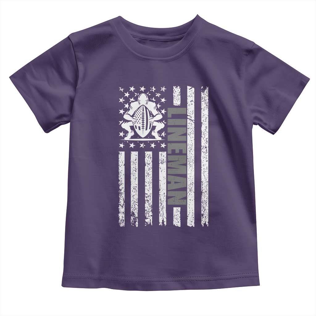 Proud Football Lineman Toddler T Shirt American Flag Sports Gift TS12 Purple Print Your Wear