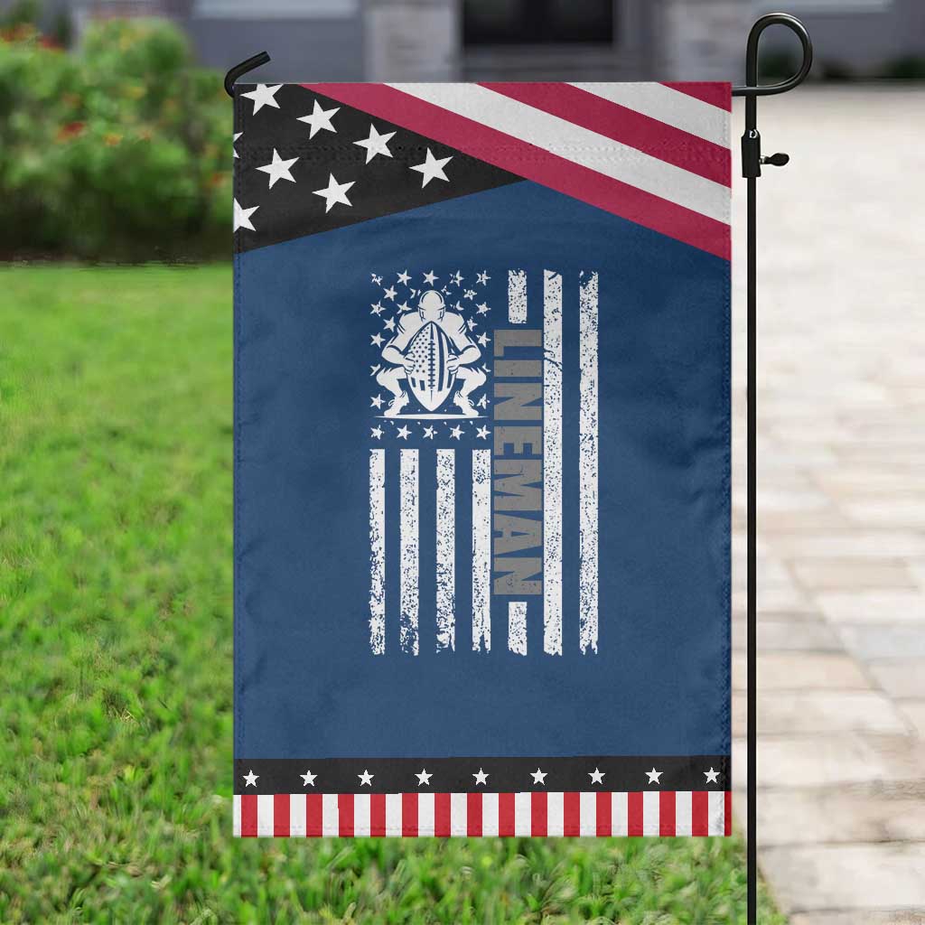 Proud Football Lineman Garden Flag American Flag Sports Gift TS12 Classic Blue Black Print Your Wear