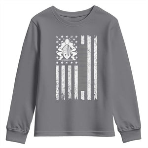 Proud Football Lineman Youth Sweatshirt American Flag Sports Gift TS12 Charcoal Print Your Wear