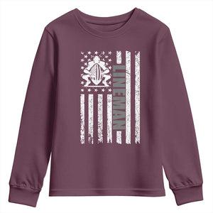 Proud Football Lineman Youth Sweatshirt American Flag Sports Gift TS12 Maroon Print Your Wear