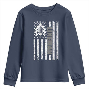 Proud Football Lineman Youth Sweatshirt American Flag Sports Gift TS12 Navy Print Your Wear