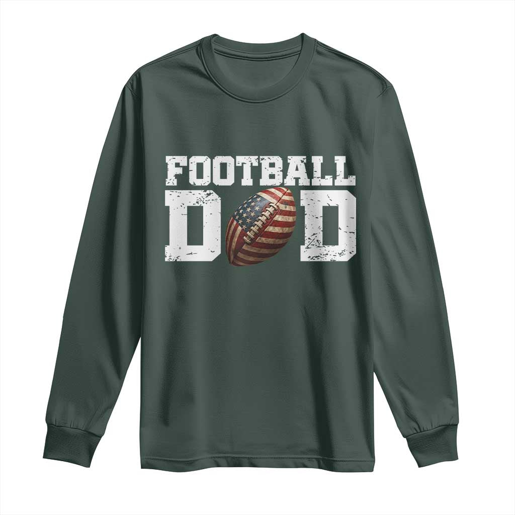 Football Dad Long Sleeve Shirt Sports Fan Gift For Men TS12 Dark Forest Green Print Your Wear