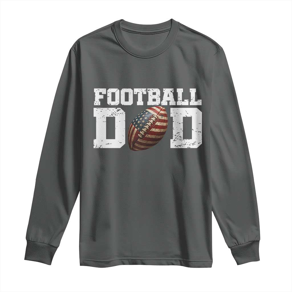 Football Dad Long Sleeve Shirt Sports Fan Gift For Men TS12 Dark Heather Print Your Wear