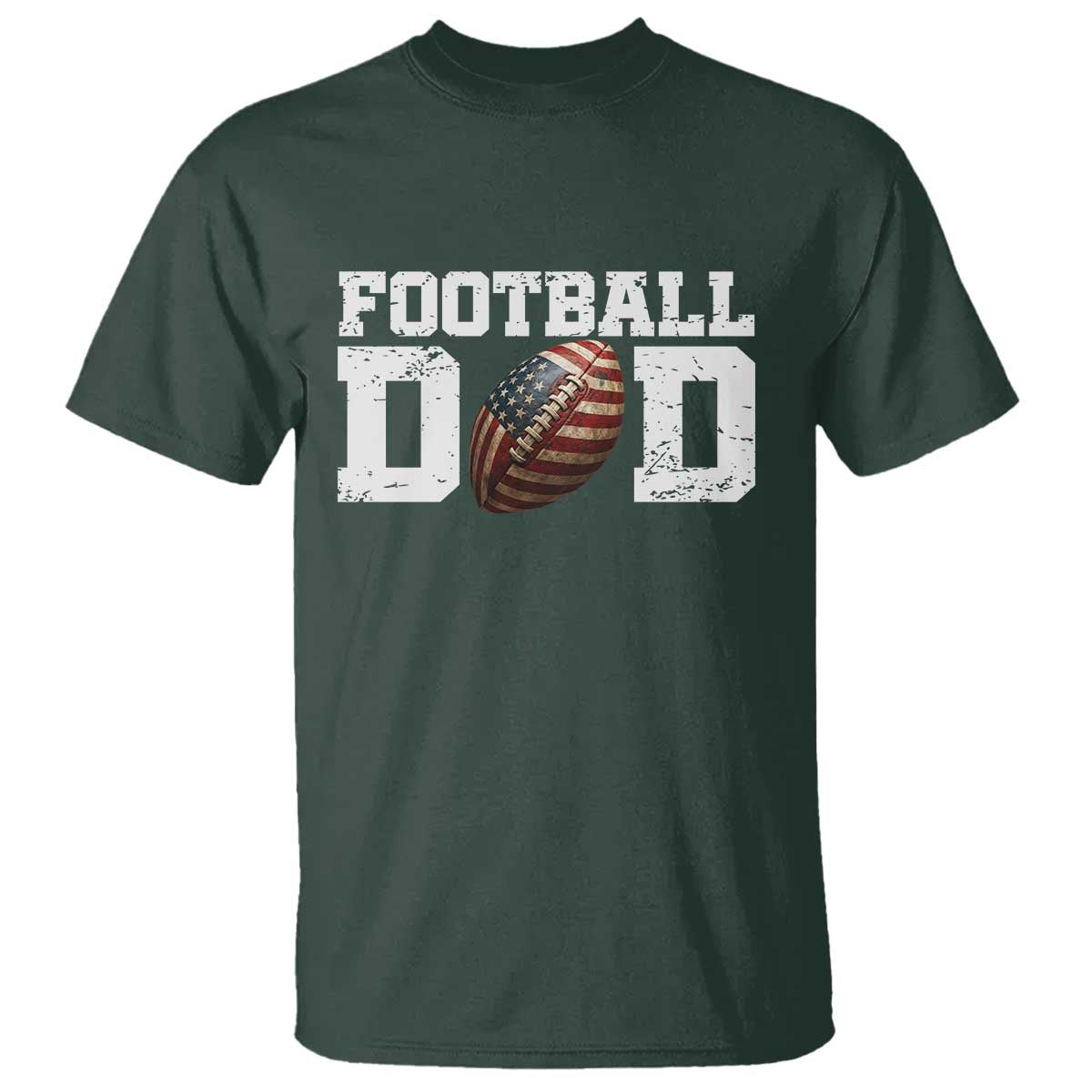 Football Dad T Shirt Sports Fan Gift For Men TS12 Dark Forest Green Print Your Wear