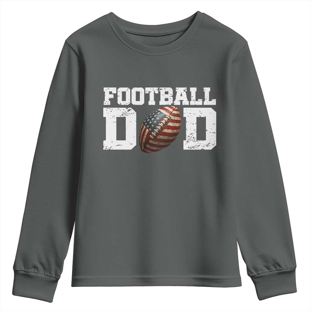 Football Dad Youth Sweatshirt Sports Fan Gift For Men TS12 Dark Heather Print Your Wear