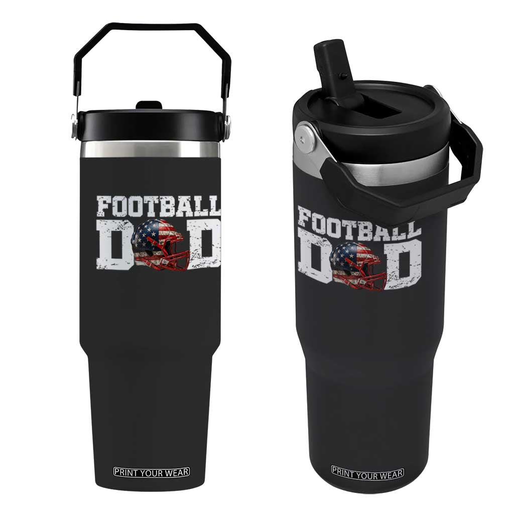 Proud Football Dad Flip Straw Tumbler Funny Sports Fan Gift TS12 One Size: 30 oz Black Print Your Wear