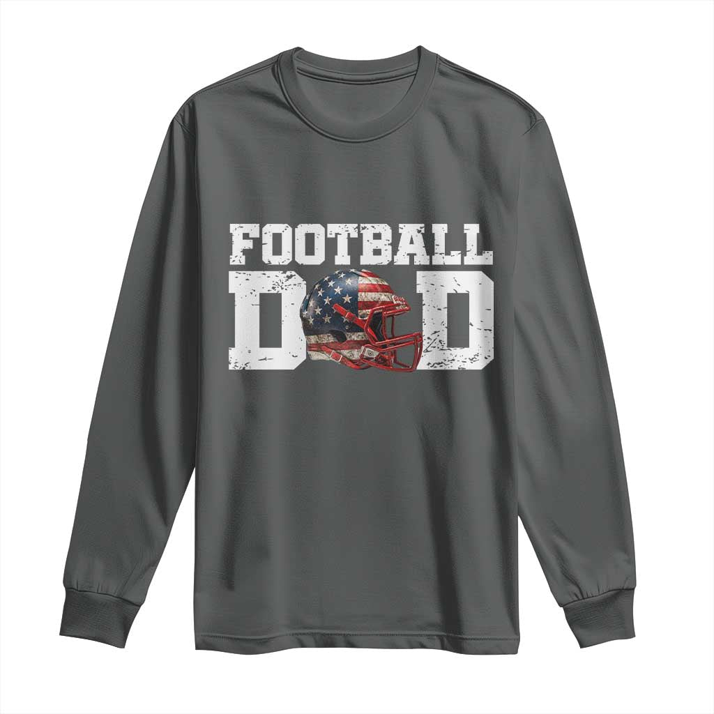 Proud Football Dad Long Sleeve Shirt Funny Sports Fan Gift TS12 Dark Heather Print Your Wear