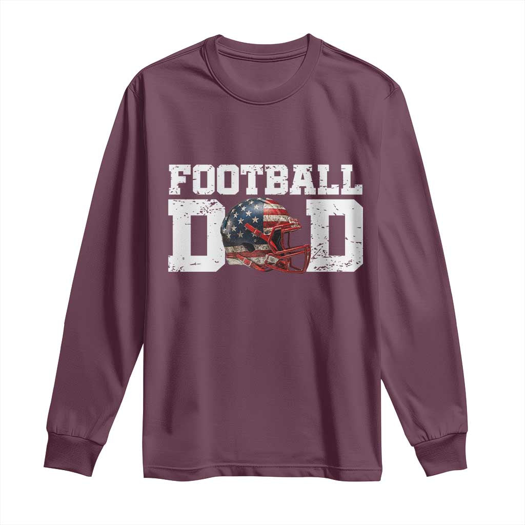 Proud Football Dad Long Sleeve Shirt Funny Sports Fan Gift TS12 Maroon Print Your Wear