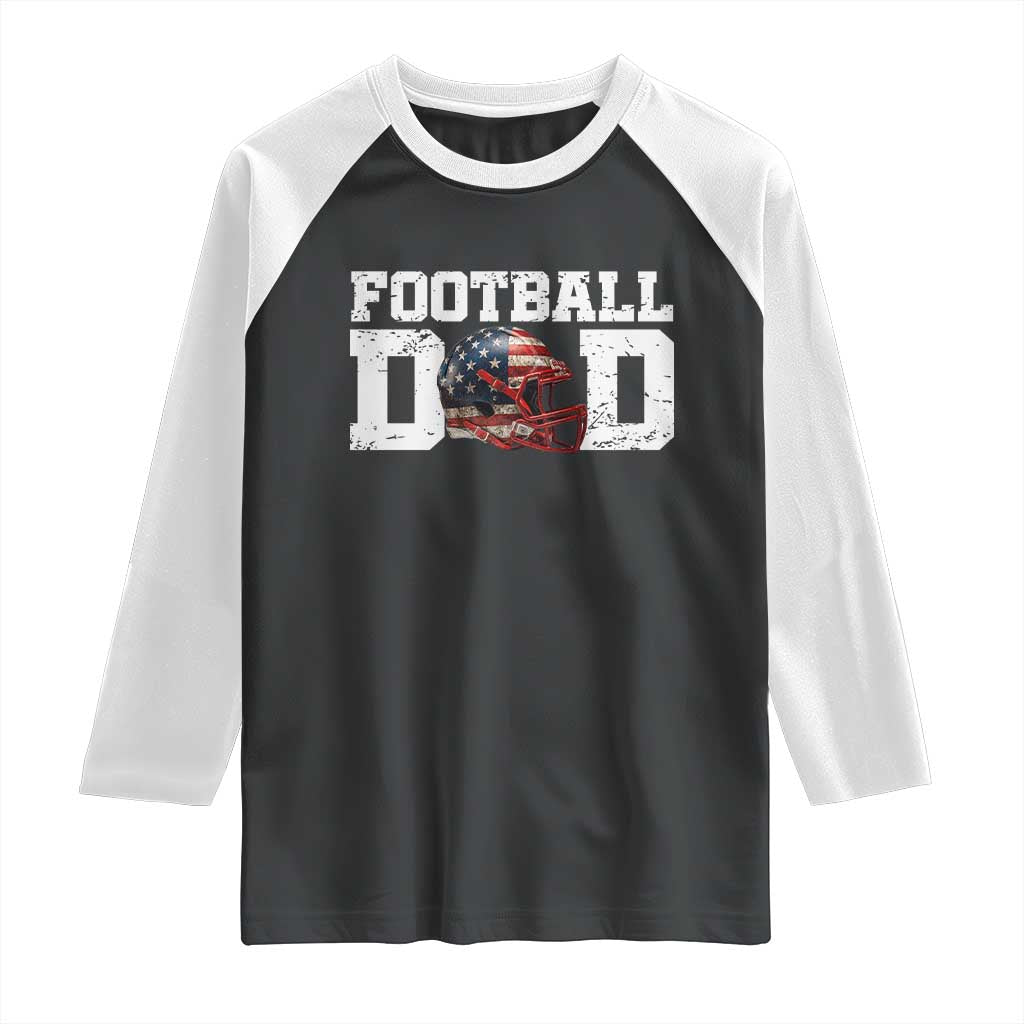 Proud Football Dad Raglan Shirt Funny Sports Fan Gift TS12 Black White Print Your Wear