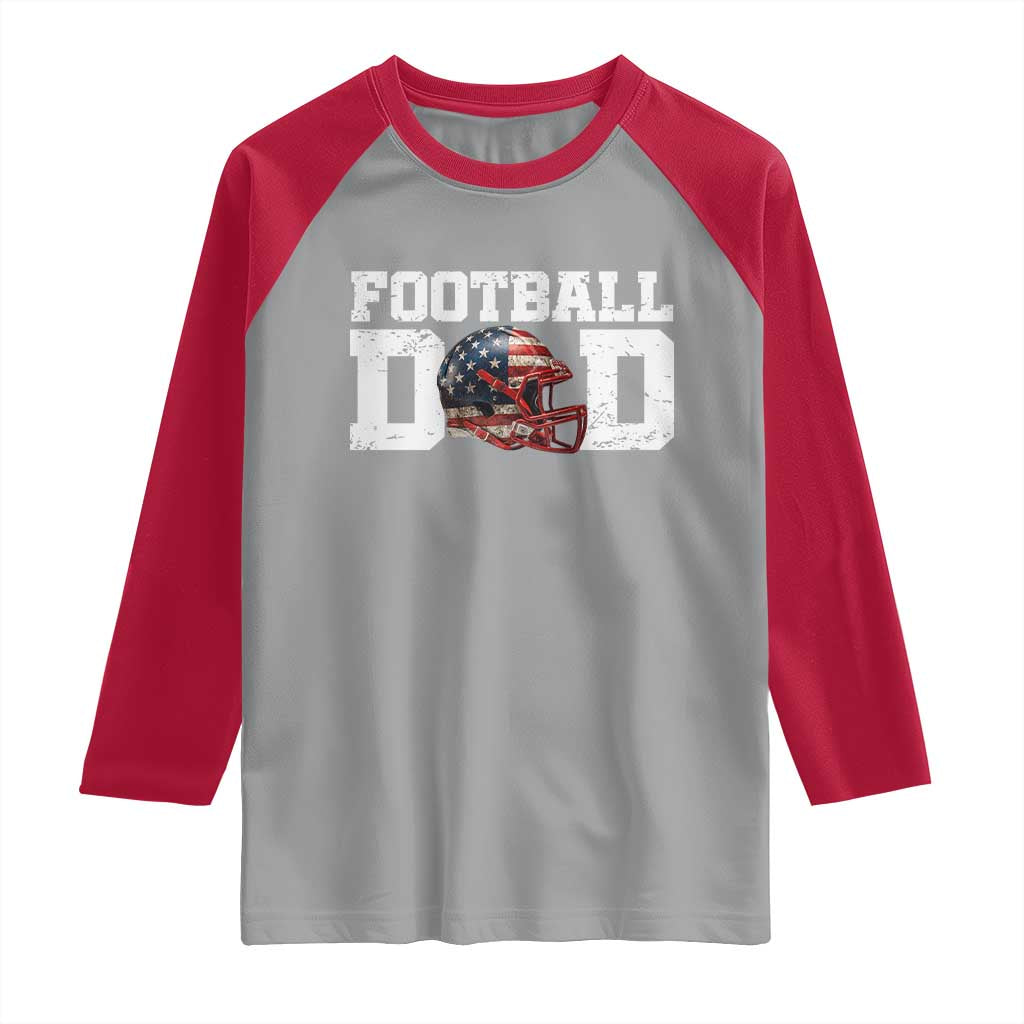 Proud Football Dad Raglan Shirt Funny Sports Fan Gift TS12 Sport Gray Red Print Your Wear
