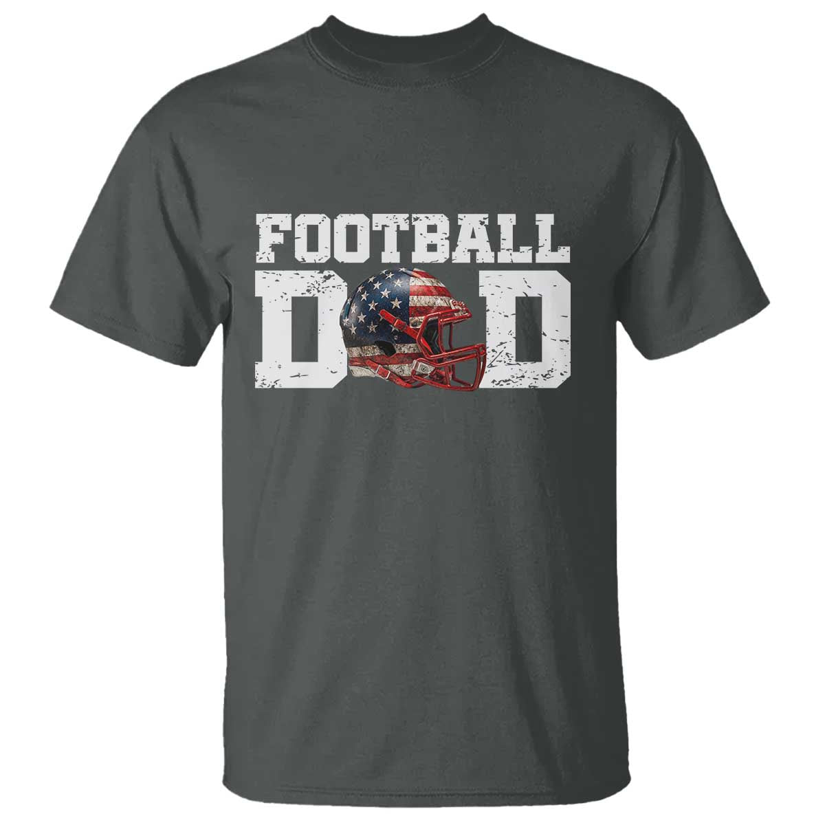 Proud Football Dad T Shirt Funny Sports Fan Gift TS12 Dark Heather Print Your Wear