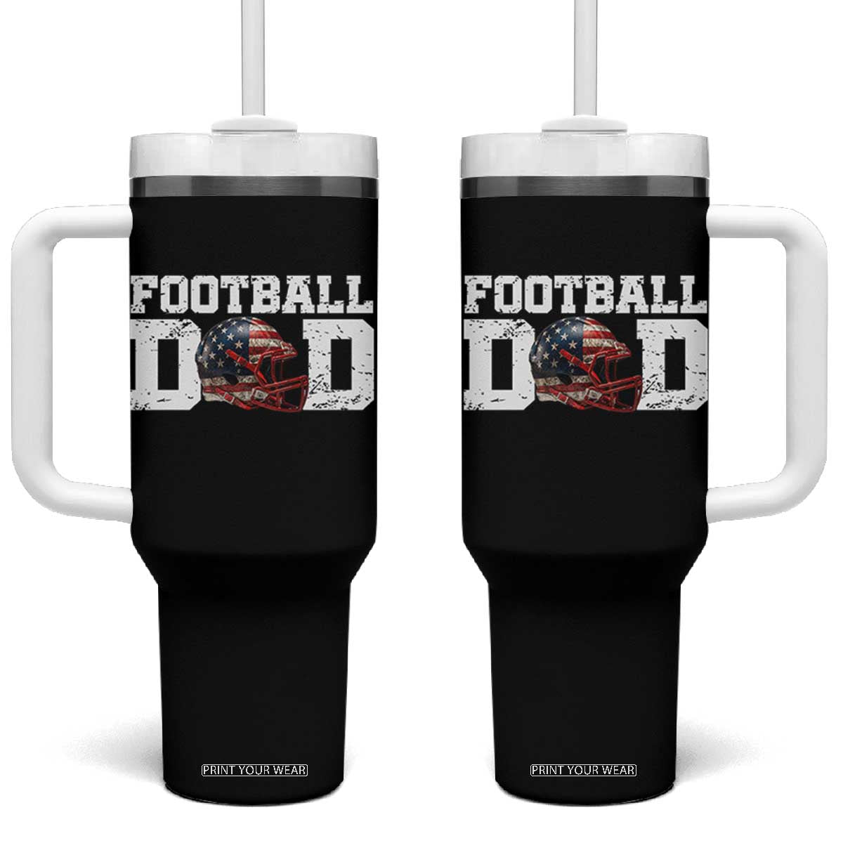 Proud Football Dad Tumbler With Handle Funny Sports Fan Gift TS12 One Size: 40 oz Black Print Your Wear