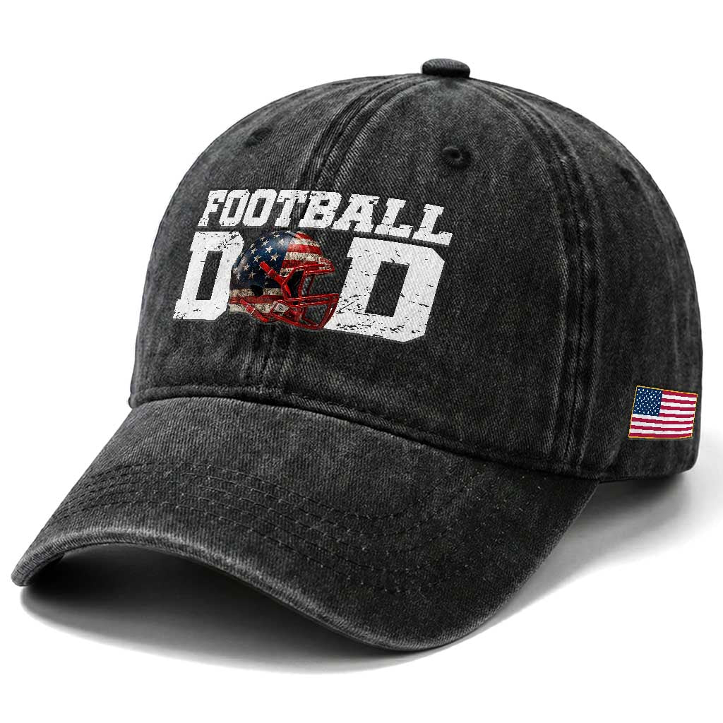 Proud Football Dad Washed Cotton Baseball Cap Funny Sports Fan Gift TS12 Print Your Wear