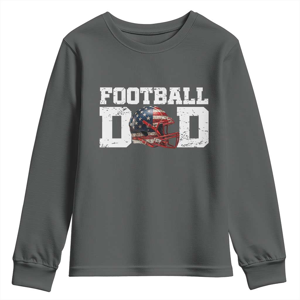 Proud Football Dad Youth Sweatshirt Funny Sports Fan Gift TS12 Dark Heather Print Your Wear