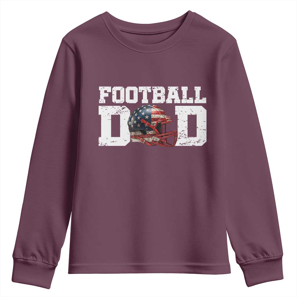 Proud Football Dad Youth Sweatshirt Funny Sports Fan Gift TS12 Maroon Print Your Wear