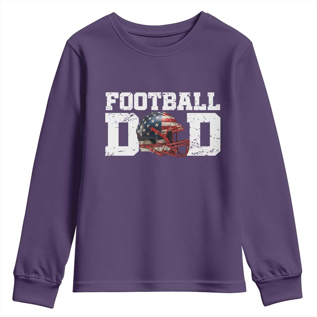 Proud Football Dad Youth Sweatshirt Funny Sports Fan Gift TS12 Purple Print Your Wear