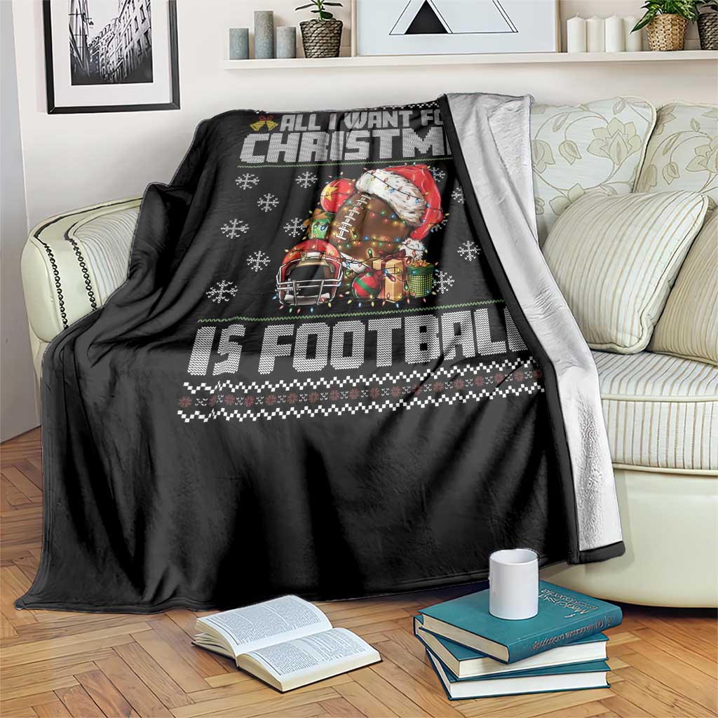 All I Want For Christmas Is Football Throw Blanket Funny Sport Ugly Christmas TS12 Print Your Wear