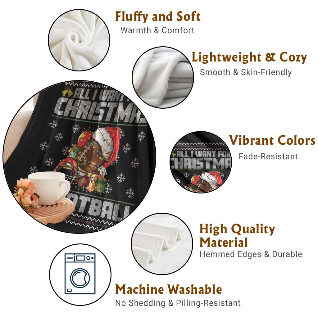 All I Want For Christmas Is Football Throw Blanket Funny Sport Ugly Christmas TS12 Print Your Wear