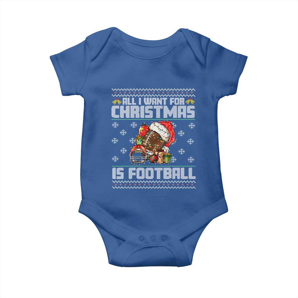 All I Want For Christmas Is Football Baby Onesie Funny Sport Ugly Christmas TS12 Royal Blue Print Your Wear