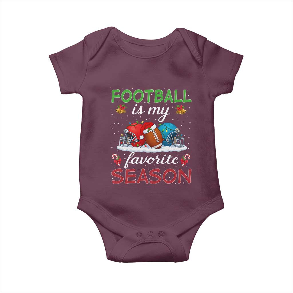Football Is My Favorite Season Baby Onesie Christmas Holiday Sports Gift TS12 Maroon Print Your Wear