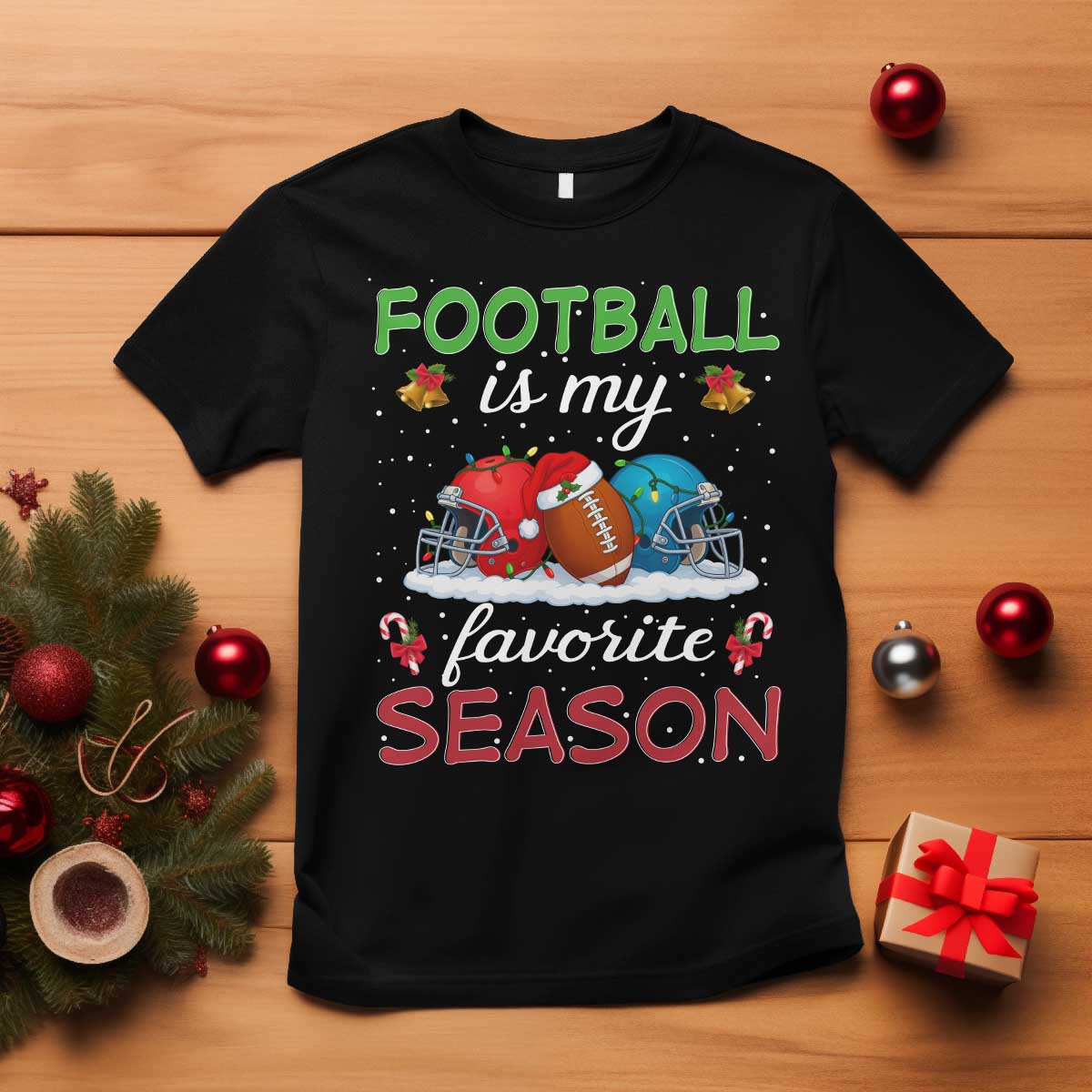 Football Is My Favorite Season T Shirt Christmas Holiday Sports Gift TS12 Black Print Your Wear