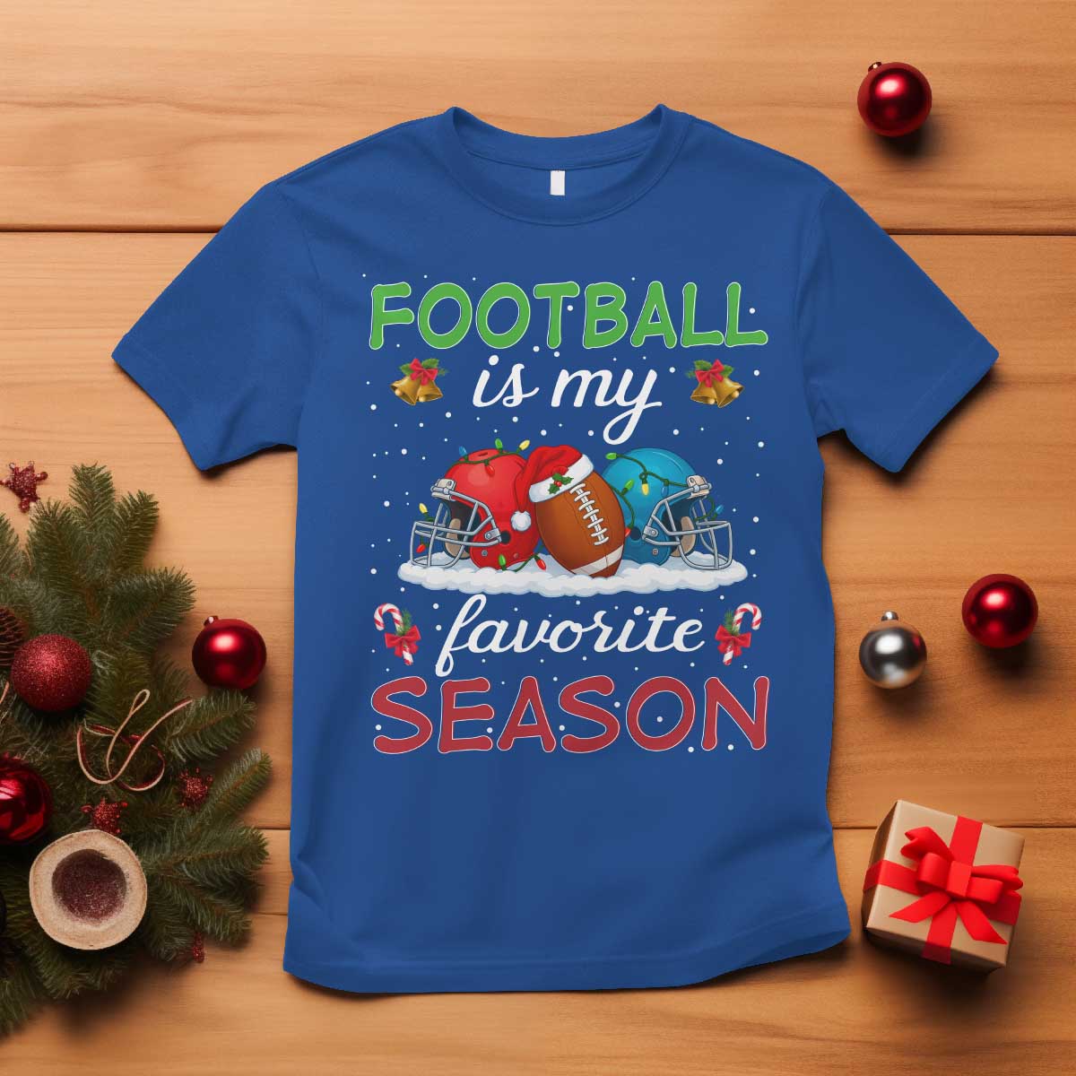 Football Is My Favorite Season T Shirt Christmas Holiday Sports Gift TS12 Royal Blue Print Your Wear