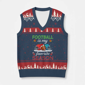 Football Is My Favorite Season V-Neck Knit Sweater Vest Xmas Holiday Sports Gift TS12 Navy Red Print Your Wear