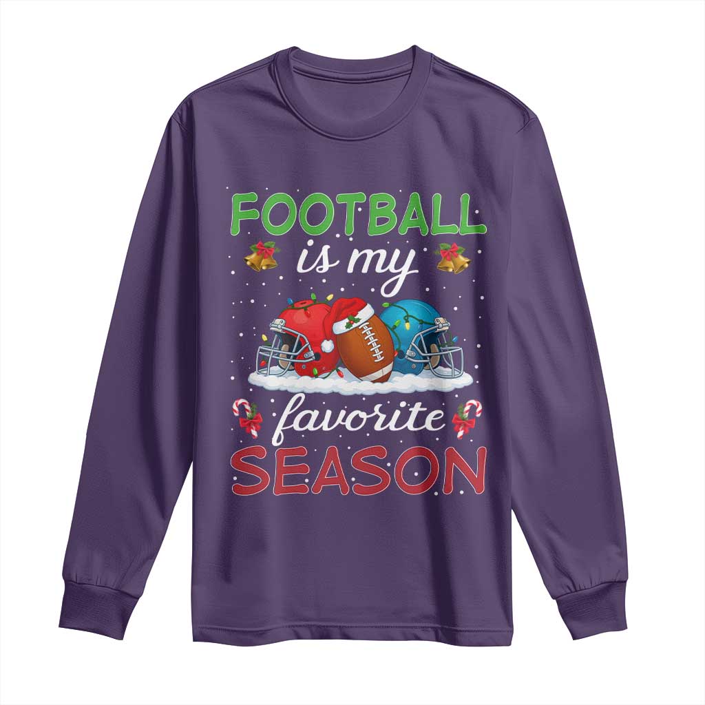 Football Is My Favorite Season Long Sleeve Shirt Christmas Holiday Sports Gift TS12 Purple Print Your Wear
