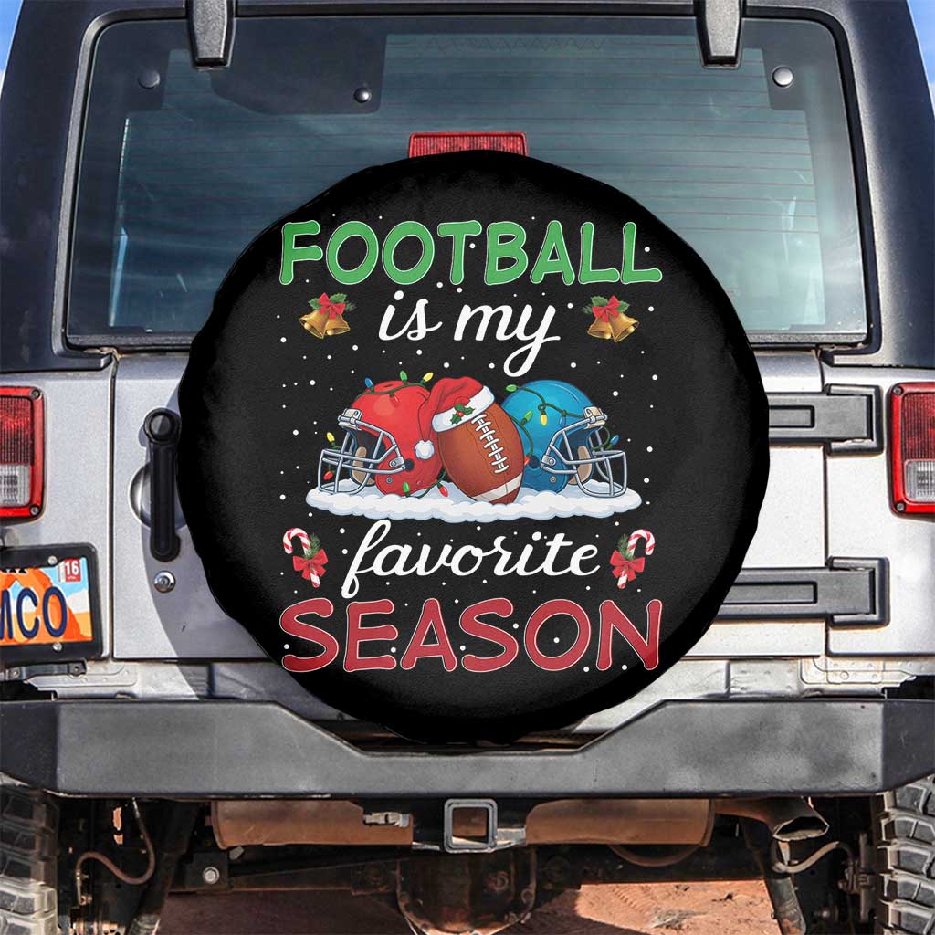 Football Is My Favorite Season Spare Tire Cover Christmas Holiday Sports Gift TS12 No hole Black Print Your Wear