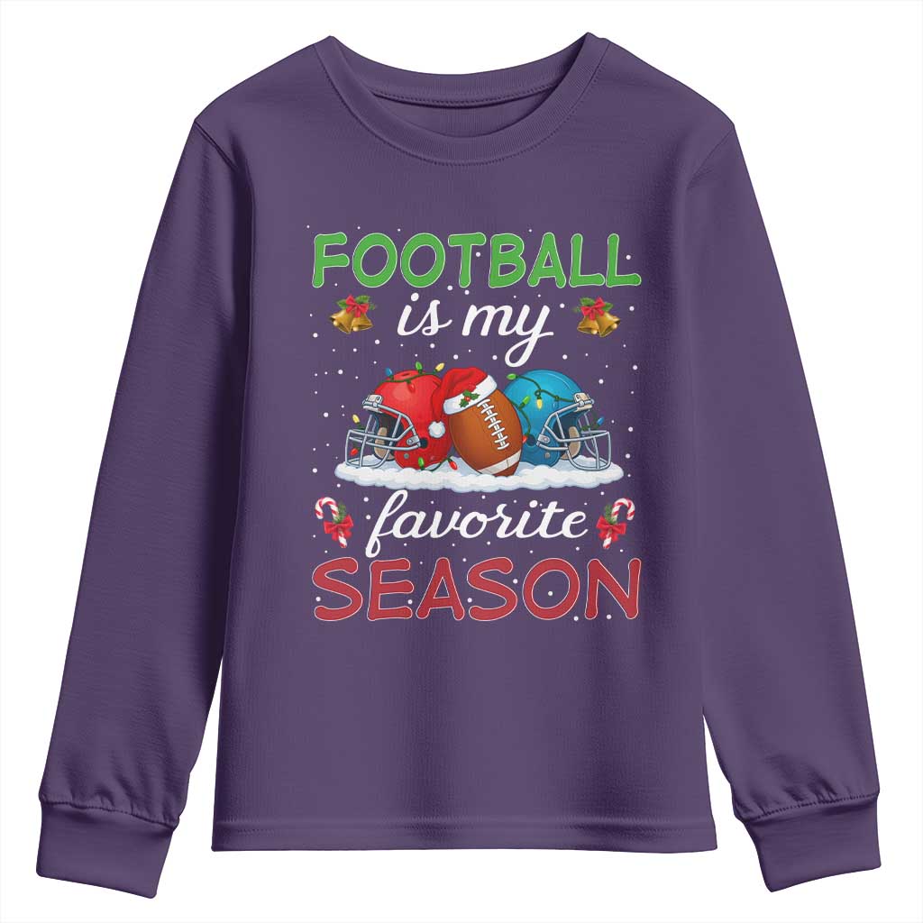 Football Is My Favorite Season Youth Sweatshirt Christmas Holiday Sports Gift TS12 Purple Print Your Wear