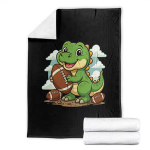 Cute Dinosaur Playing Football Throw Blanket Funny Kids Gift TS12 Black Print Your Wear