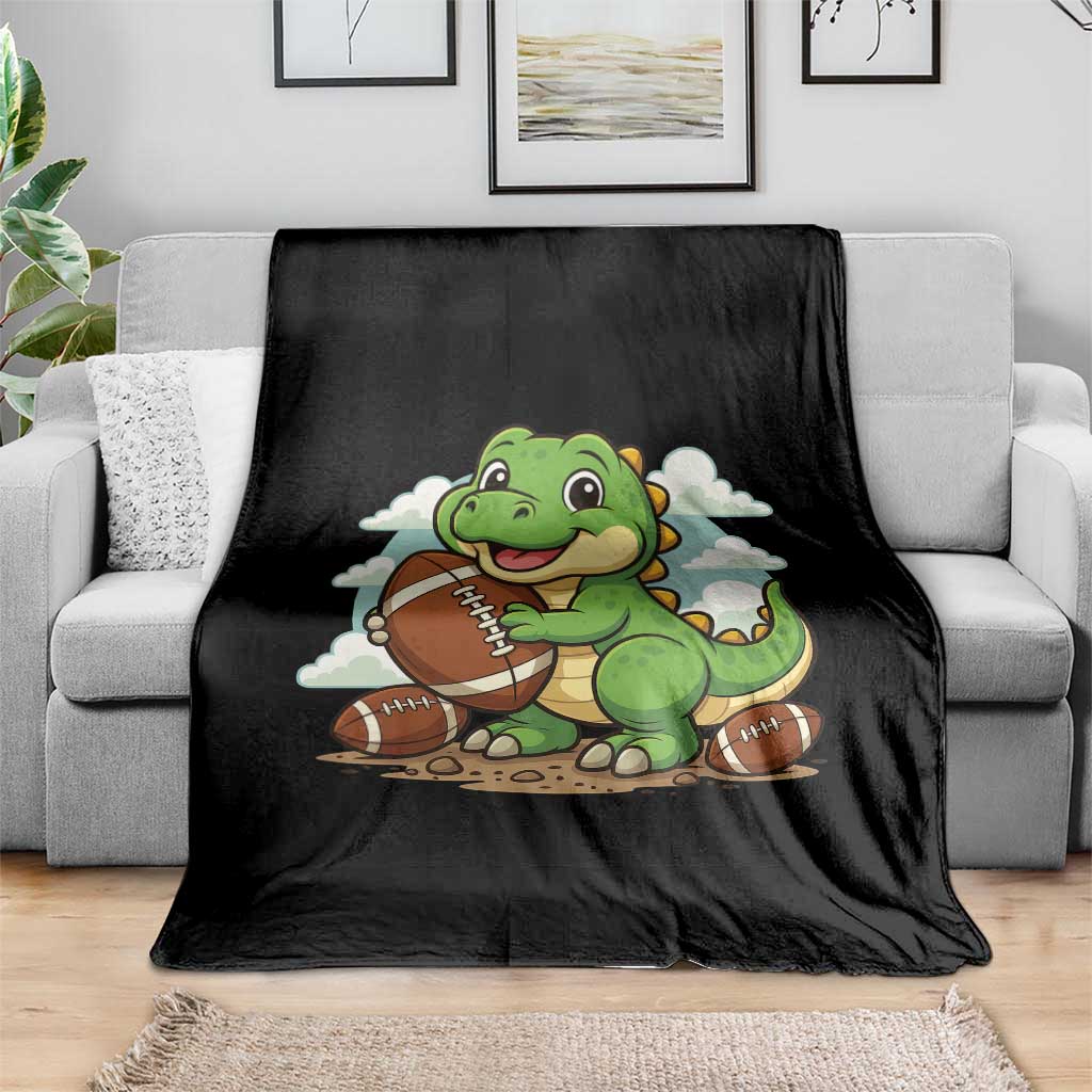 Cute Dinosaur Playing Football Throw Blanket Funny Kids Gift TS12 Print Your Wear