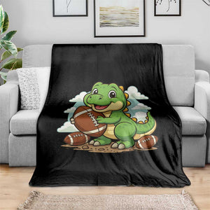 Cute Dinosaur Playing Football Throw Blanket Funny Kids Gift TS12 Print Your Wear