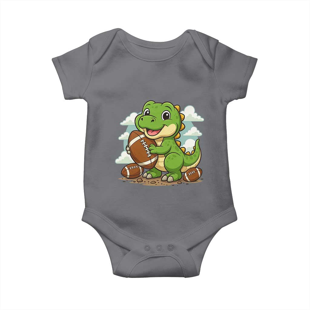 Cute Dinosaur Playing Football Baby Onesie Funny Kids Gift TS12 Charcoal Print Your Wear