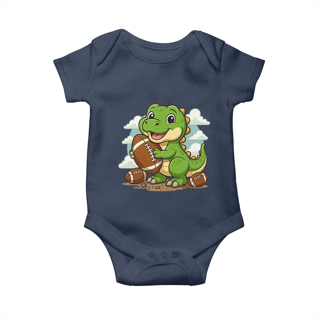 Cute Dinosaur Playing Football Baby Onesie Funny Kids Gift TS12 Navy Print Your Wear