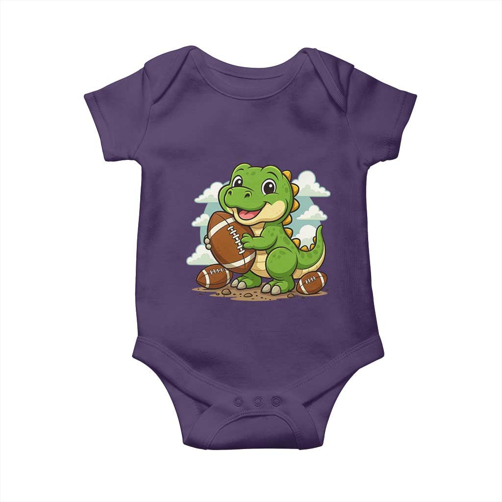Cute Dinosaur Playing Football Baby Onesie Funny Kids Gift TS12 Purple Print Your Wear