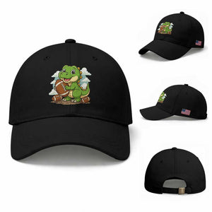 Cute Dinosaur Playing Football Baseball Cap Funny Kids Gift TS12 Baseball Cap Universal Fit Black Print Your Wear