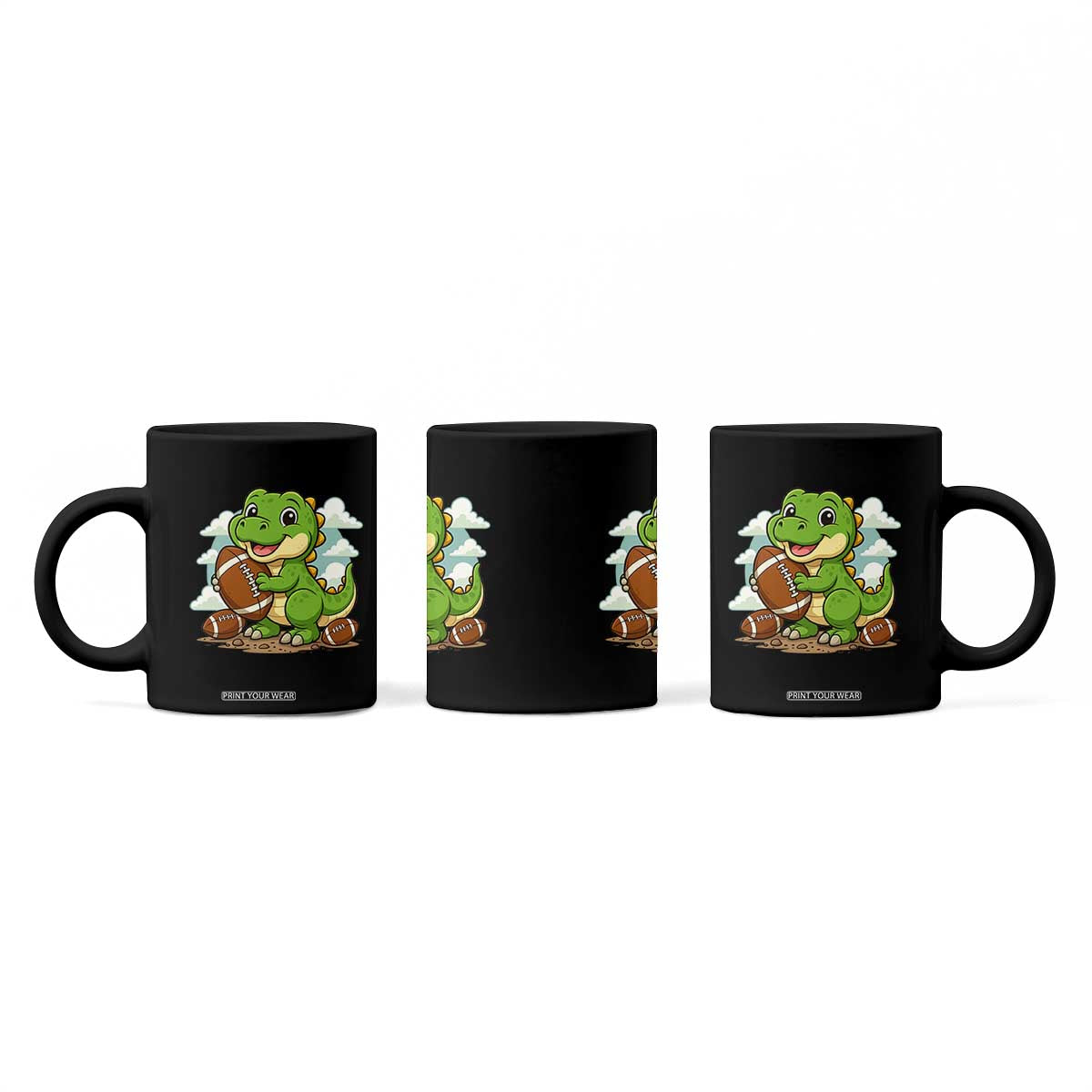Cute Dinosaur Playing Football Coffee Mug Funny Kids Gift TS12 Print Your Wear