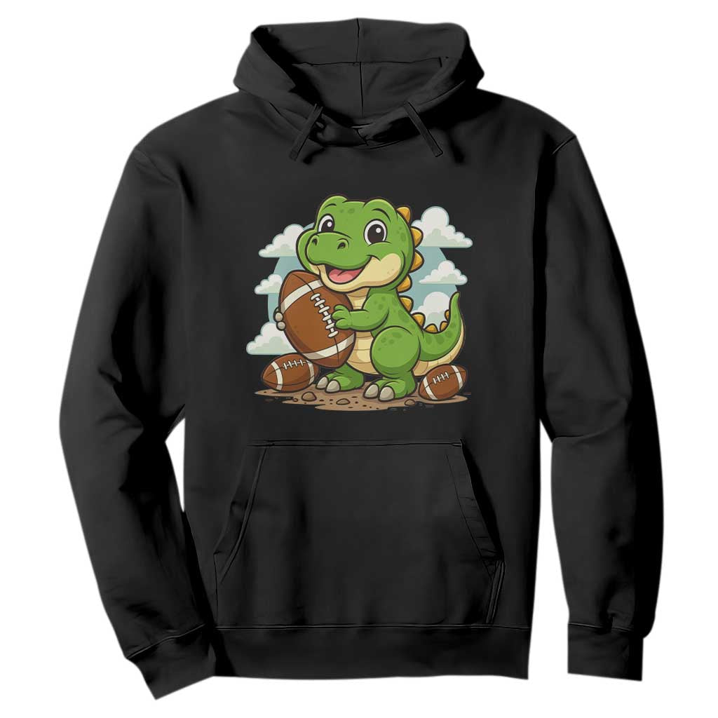 Cute Dinosaur Playing Football Hoodie Funny Kids Gift TS12 Black Print Your Wear