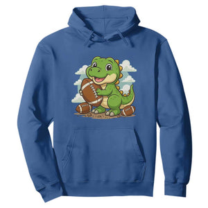 Cute Dinosaur Playing Football Hoodie Funny Kids Gift TS12 Royal Blue Print Your Wear