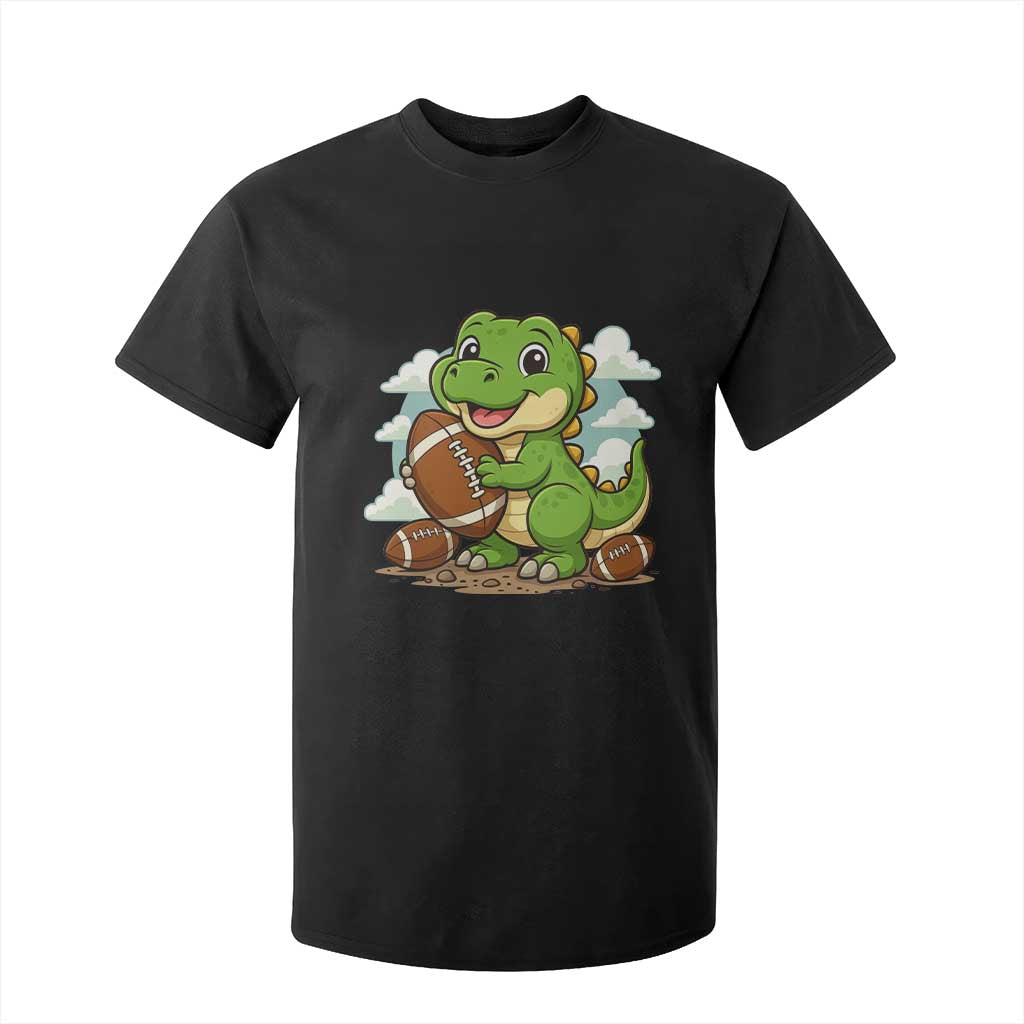 Cute Dinosaur Playing Football T Shirt For Kid Funny Kids Gift TS12 Black Print Your Wear