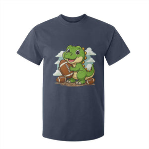 Cute Dinosaur Playing Football T Shirt For Kid Funny Kids Gift TS12 Navy Print Your Wear