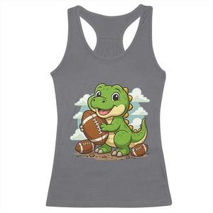 Cute Dinosaur Playing Football Racerback Tank Top Funny Kids Gift TS12 Charcoal Print Your Wear