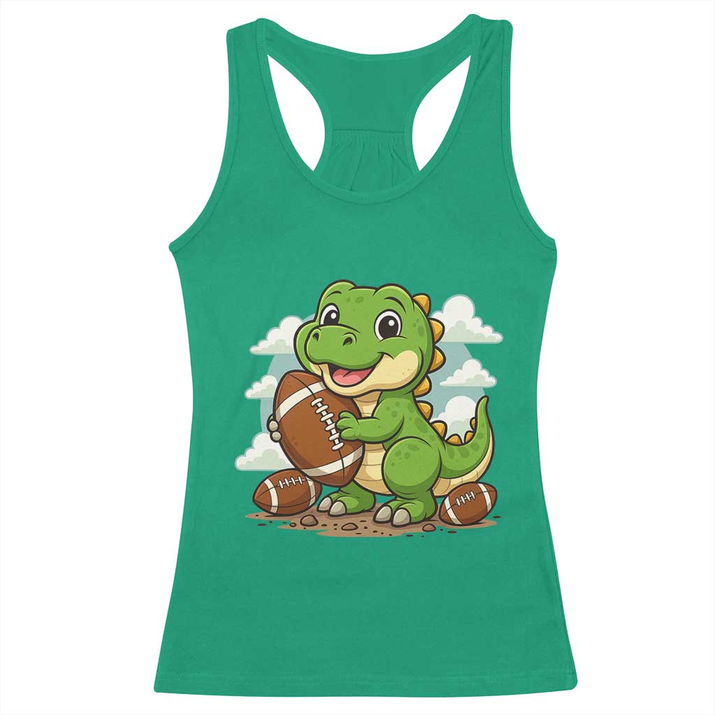 Cute Dinosaur Playing Football Racerback Tank Top Funny Kids Gift TS12 Irish Green Print Your Wear