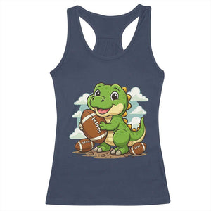 Cute Dinosaur Playing Football Racerback Tank Top Funny Kids Gift TS12 Navy Print Your Wear