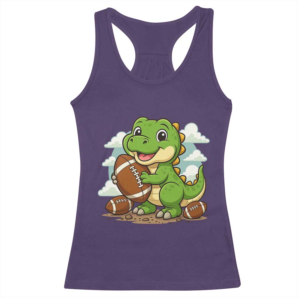 Cute Dinosaur Playing Football Racerback Tank Top Funny Kids Gift TS12 Purple Print Your Wear