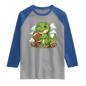 Cute Dinosaur Playing Football Raglan Shirt Funny Kids Gift TS12 Sport Gray Royal Print Your Wear