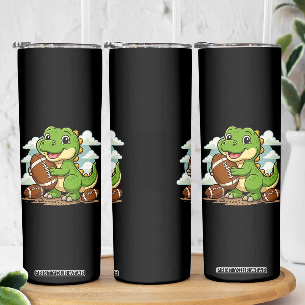 Cute Dinosaur Playing Football Skinny Tumbler Funny Kids Gift TS12 Print Your Wear