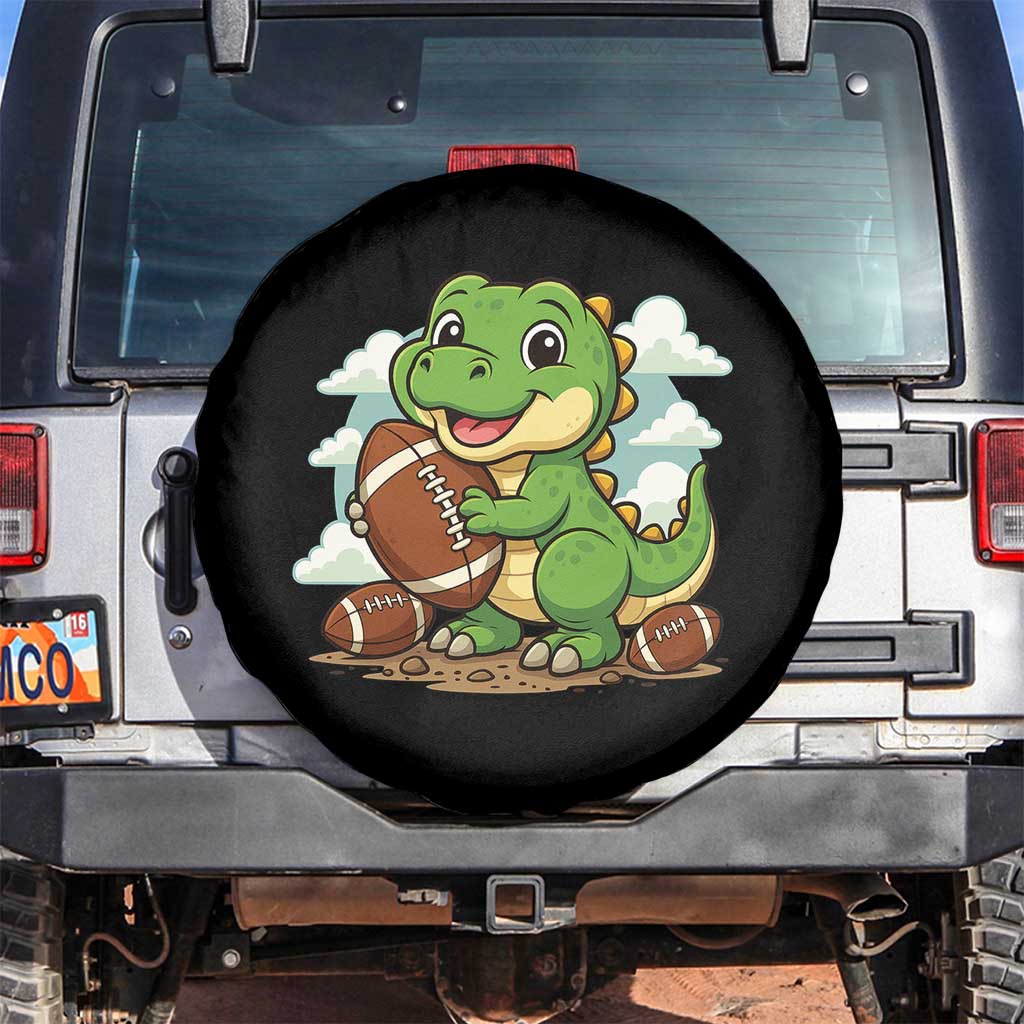 Cute Dinosaur Playing Football Spare Tire Cover Funny Kids Gift TS12 No hole Black Print Your Wear