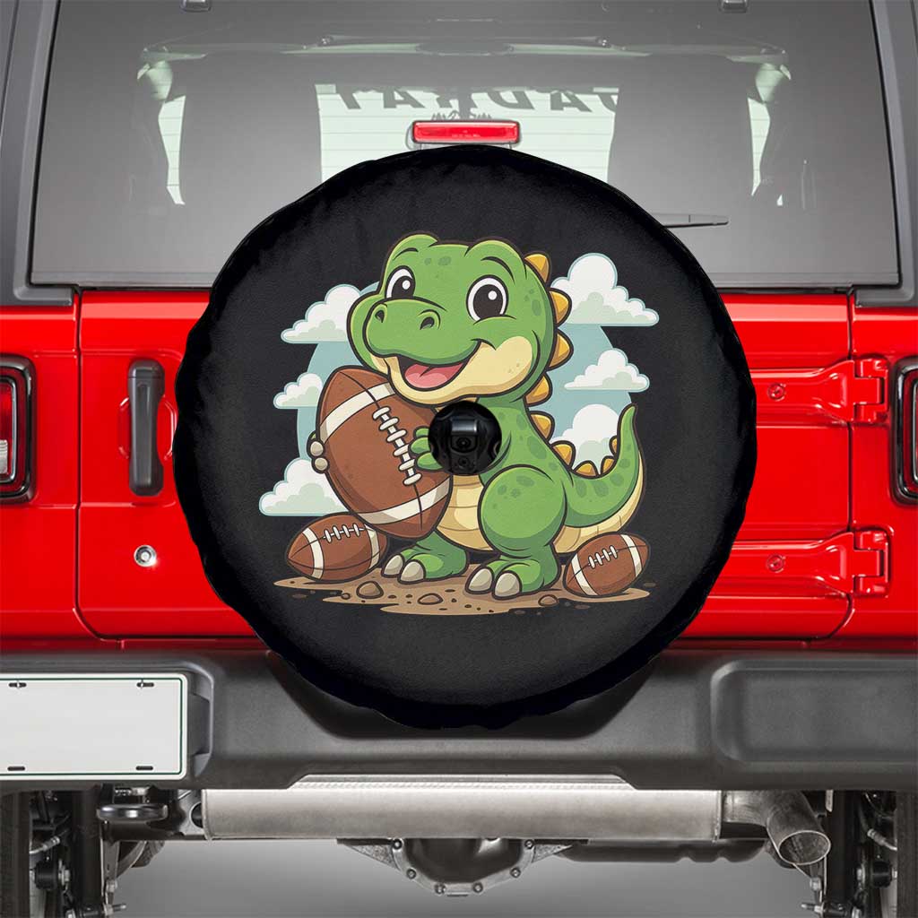 Cute Dinosaur Playing Football Spare Tire Cover Funny Kids Gift TS12 Black Print Your Wear